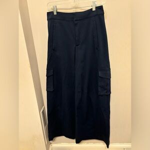 ALO Show Off Blue Wide Leg Cargo Trouser Pants Stretch Cotton sz Medium M
